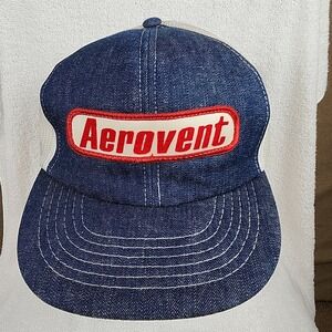 Vintage Cardinal‎ Aerovent Hat Blue Denim Snapback Mesh Trucker Cap 80s M/L